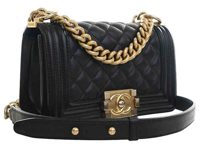 Chanel Black Small Quilted Caviar Boy Flap Nero - vista 8