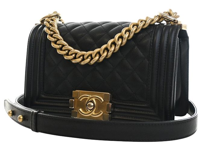 Chanel Black Small Quilted Caviar Boy Flap Nero - vista 9