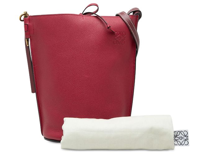 Borsa a secchiello Gate Anagram LOEWE in pelle rossa Rosso Bordò - vista 7
