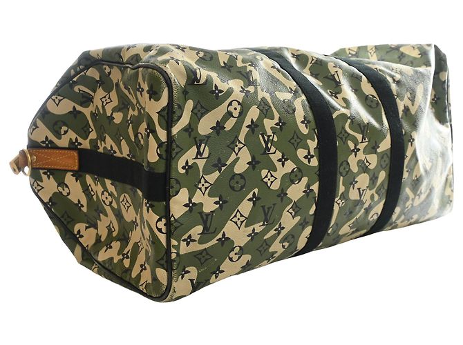 Louis Vuitton Green Takashi Murakami Monogramouflage Keepall Bandouliere 55 Verde - vista 11