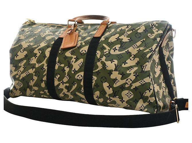 Louis Vuitton Green Takashi Murakami Monogramouflage Keepall Bandouliere 55 Verde - vista 13