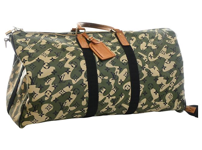 Louis Vuitton Green Takashi Murakami Monogramouflage Keepall Bandouliere 55 Verde - vista 14