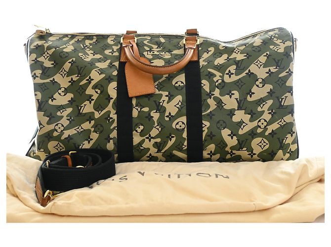 Louis Vuitton Green Takashi Murakami Monogramouflage Keepall Bandouliere 55 Verde - vista 15