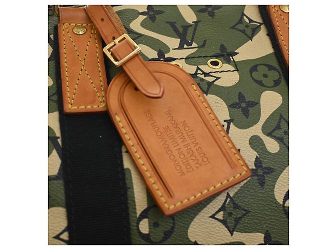 Louis Vuitton Green Takashi Murakami Monogramouflage Keepall Bandouliere 55 Verde - vista 3