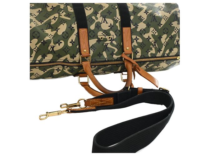 Louis Vuitton Green Takashi Murakami Monogramouflage Keepall Bandouliere 55 Verde - vista 9