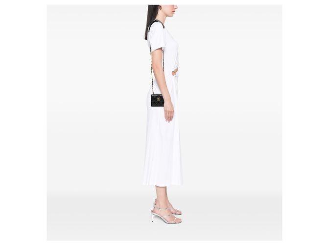 Chanel Kartenetui mit Kette aus schwarzem gestepptem Lammleder CC - Ansicht 6