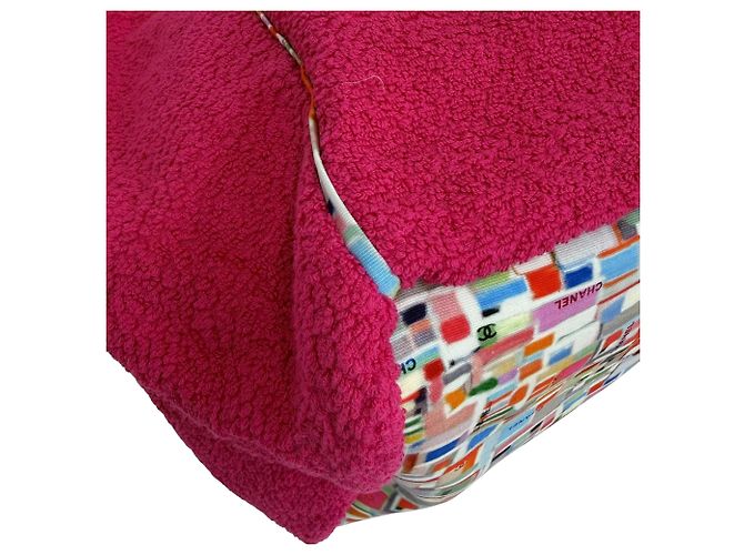 Borsa da spiaggia reversibile Chanel Pink CC in spugna Rosa - vista 10