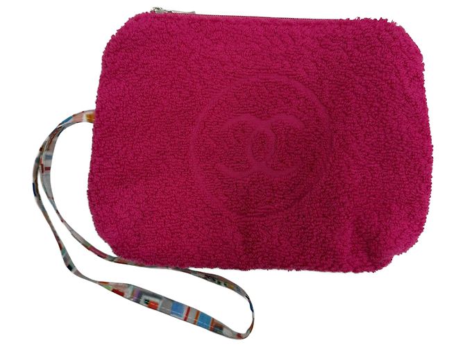 Borsa da spiaggia reversibile Chanel Pink CC in spugna Rosa - vista 15