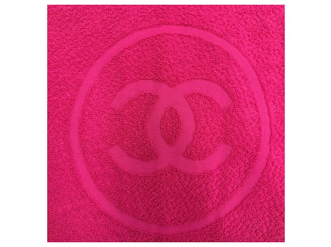 Borsa da spiaggia reversibile Chanel Pink CC in spugna Rosa - vista 6