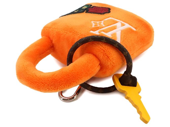 Portachiavi Louis Vuitton LV Lucky Lock Argento Arancione Monogramma - Ansicht 4