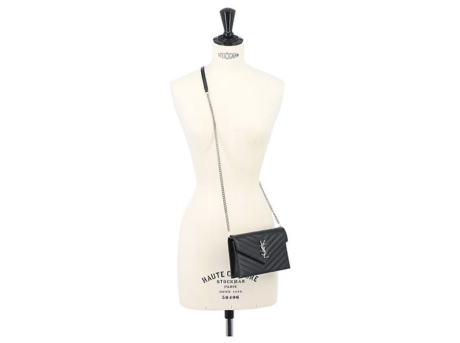 Portafoglio a catena Saint Laurent Cassandre Envelope Nero - vista 10
