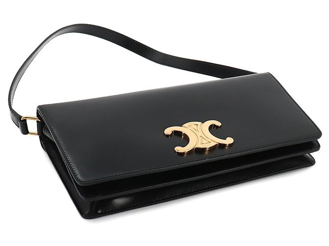 Céline Borsa a spalla e clutch Celine Triomphe Trapeze 2-Way Nero - vista 5