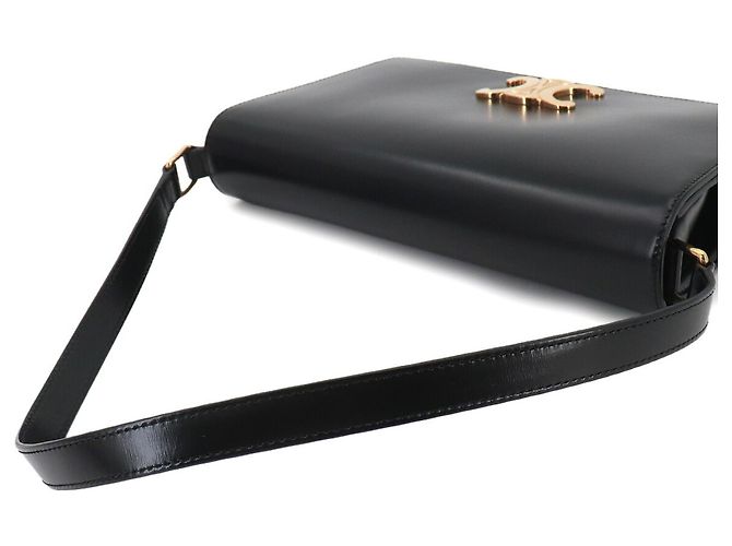 Céline Borsa a spalla e clutch Celine Triomphe Trapeze 2-Way Nero - vista 6