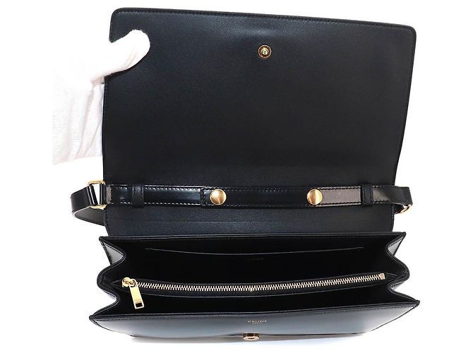 Céline Borsa a spalla e clutch Celine Triomphe Trapeze 2-Way Nero - vista 7