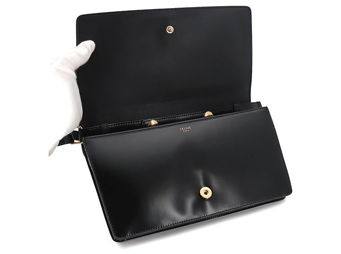 Céline Borsa a spalla e clutch Celine Triomphe Trapeze 2-Way Nero - vista 8