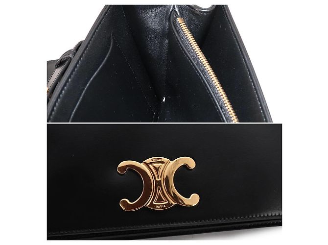 Céline Borsa a spalla e clutch Celine Triomphe Trapeze 2-Way Nero - vista 9