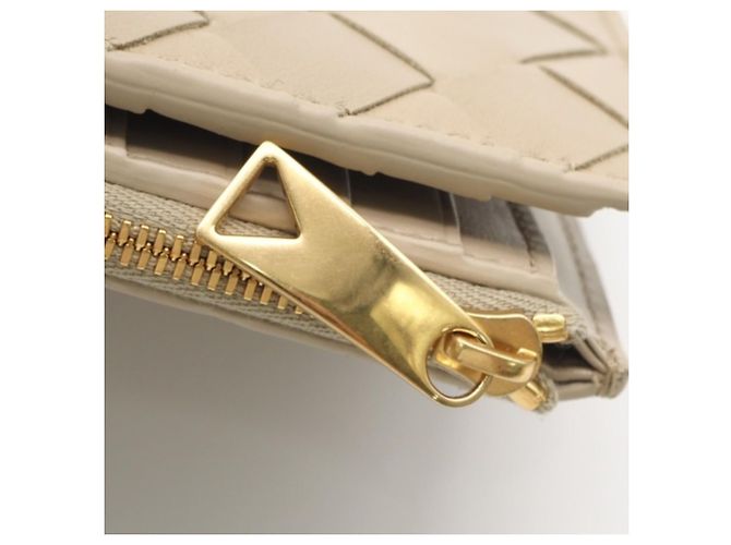 Portafoglio bi-fold con zip Intrecciato Medium Bottega Veneta Beige - vista 10
