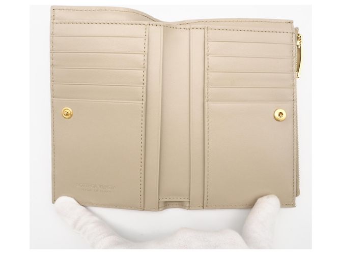 Portafoglio bi-fold con zip Intrecciato Medium Bottega Veneta Beige - vista 11