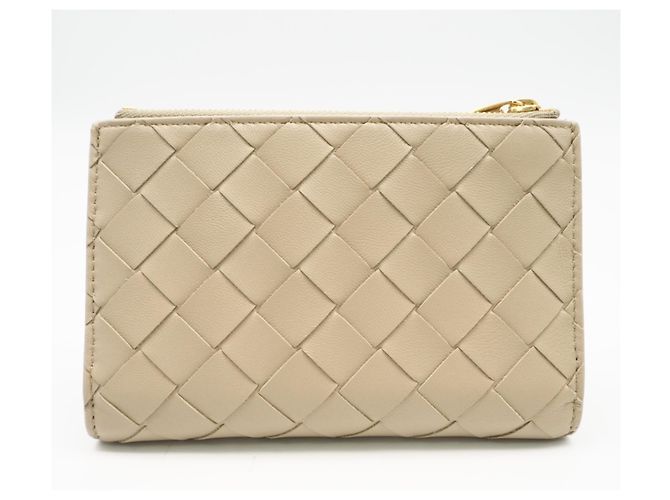 Portafoglio bi-fold con zip Intrecciato Medium Bottega Veneta Beige - vista 2