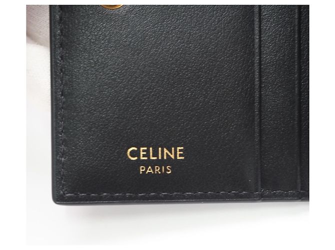 Céline Tarjetero bifold Triomphe de piel de becerro brillante Celine Negro - vista 12