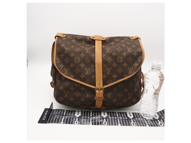 Borsa a tracolla Louis Vuitton Monogram Saumur 35 Marrone Beige - vista 3