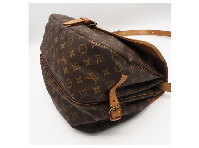 Borsa a tracolla Louis Vuitton Monogram Saumur 35 Marrone Beige - vista 7