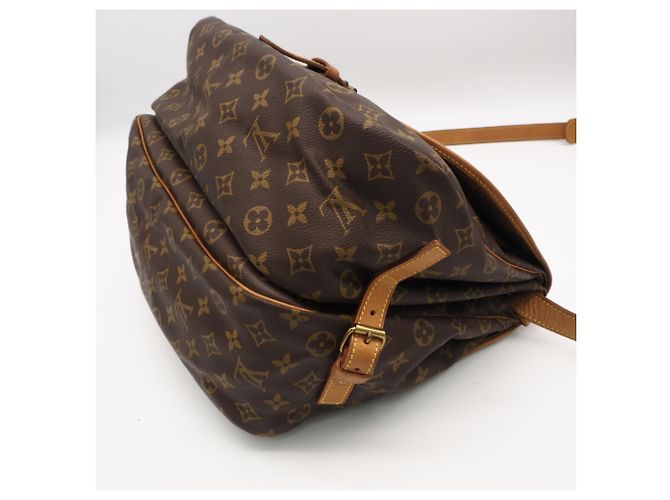 Borsa a tracolla Louis Vuitton Monogram Saumur 35 Marrone Beige - vista 8