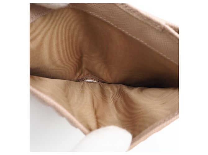 Billetera bi-fold Prada Saffiano Triangle Beige - vista 13
