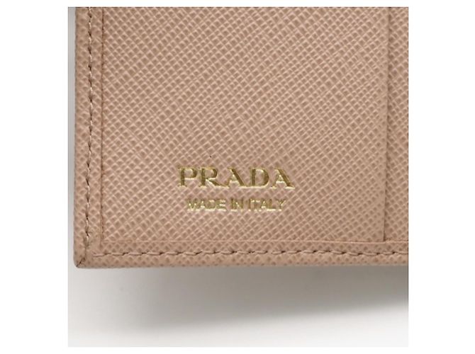 Billetera bi-fold Prada Saffiano Triangle Beige - vista 16