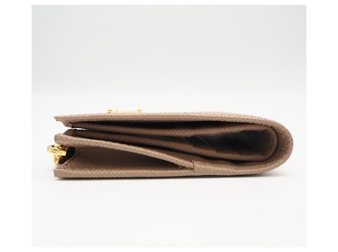 Billetera bi-fold Prada Saffiano Triangle Beige - vista 6