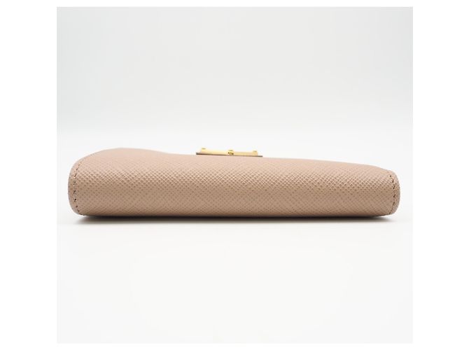 Billetera bi-fold Prada Saffiano Triangle Beige - vista 7