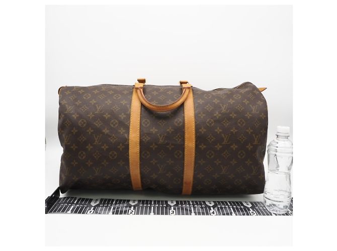 Borsa Boston Keepall 55 Monogram Louis Vuitton Marrone Beige - vista 3