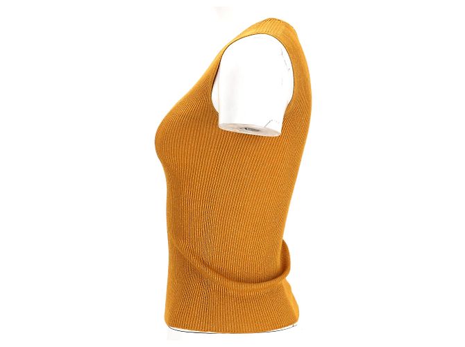 Top sem mangas em malha com decote em V Max Mara em viscose amarela Amarelo - vista 2