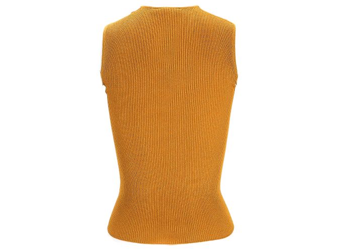 Top sem mangas em malha com decote em V Max Mara em viscose amarela Amarelo - vista 3
