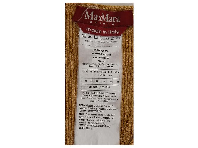 Top sem mangas em malha com decote em V Max Mara em viscose amarela Amarelo - vista 4