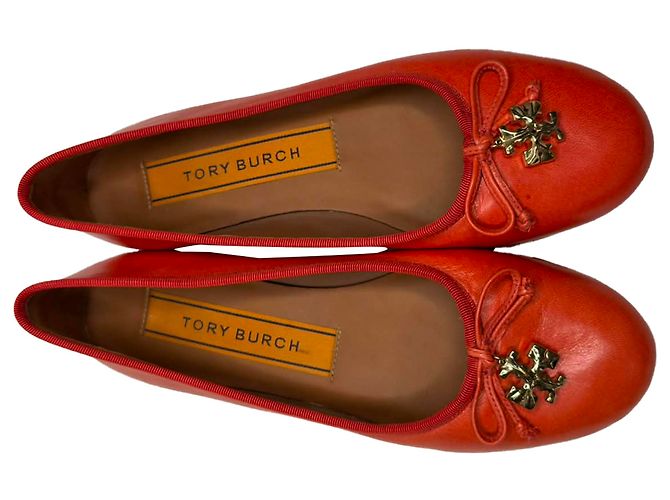 Ballerine Tory Charm Tory Burch in pelle rossa Rosso - vista 5