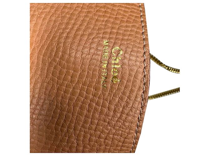 Chloé Mini Drew Schultertasche mit Kette aus orangefarbenem Leder - Ansicht 8