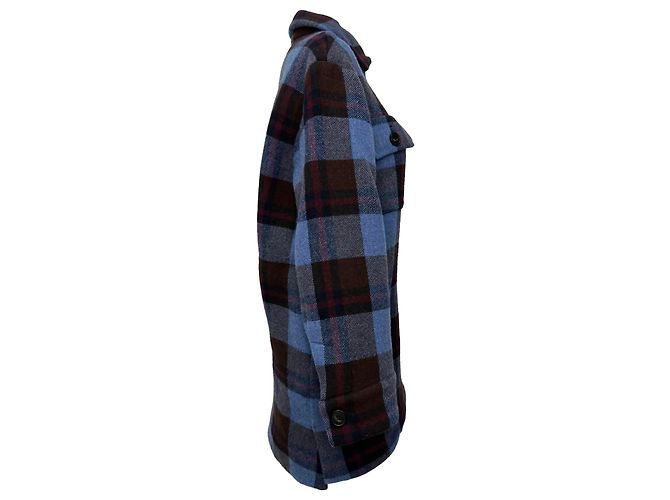 Weekend Max Mara Kleid mit Karomuster aus blauer Schurwolle - Ansicht 2