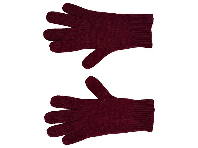 Guanti, sciarpa e berretto Burberry in cashmere rosso - vista 17