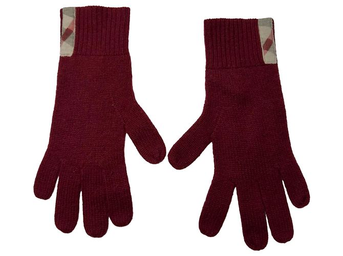 Guanti, sciarpa e berretto Burberry in cashmere rosso - vista 2