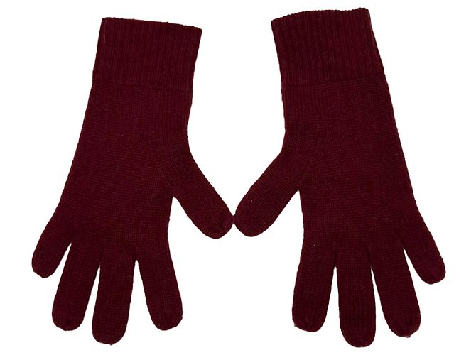 Guanti, sciarpa e berretto Burberry in cashmere rosso - vista 4