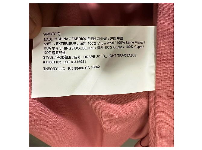 Theory Drawstring Blazer in Pink Wool - view 6