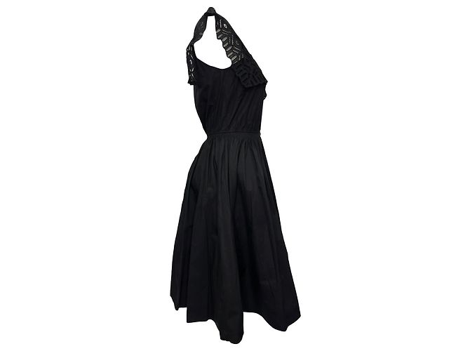 Vestido Sandro Lidwine con ribete de encaje en algodón negro - vista 2