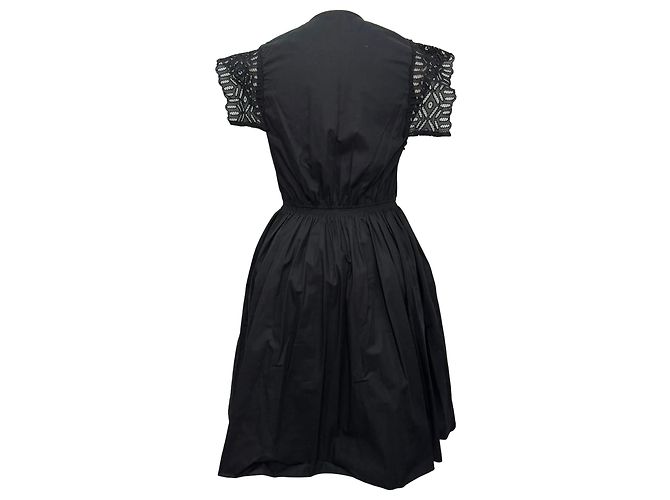 Vestido Sandro Lidwine con ribete de encaje en algodón negro - vista 4