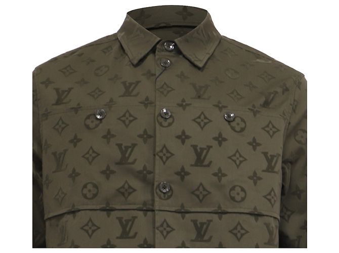 Chelsea Sovracamicia Workwear Monogram Louis Vuitton in cotone olive Verde Verde oliva - vista 2