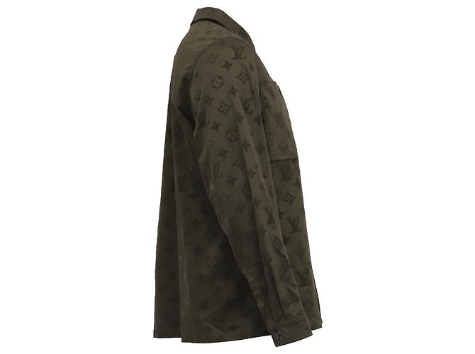 Chelsea Sovracamicia Workwear Monogram Louis Vuitton in cotone olive Verde Verde oliva - vista 3