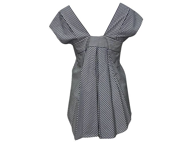 Top a spalle scoperte a righe Theory in cotone blu - vista 3