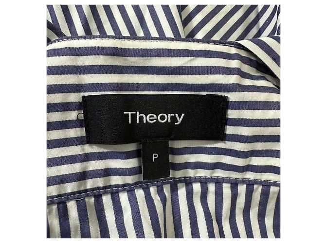 Top a spalle scoperte a righe Theory in cotone blu - vista 4