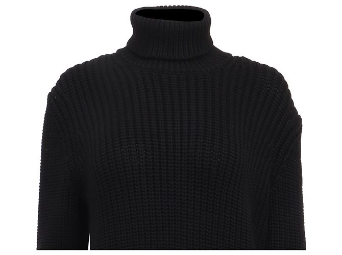 Michael Kors Collection Strickpullover mit Rollkragen aus schwarzer Viskose - Ansicht 2