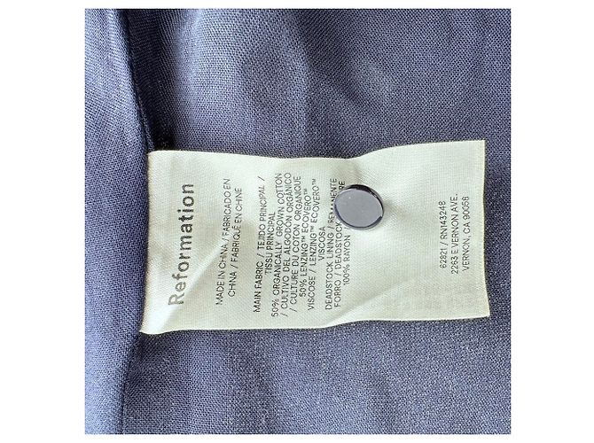 Reformation Kurzarm-Bluse mit Knöpfen aus dunkelblauer Baumwolle Marineblau - Ansicht 5
